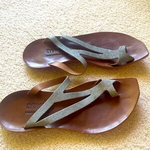 Cydwoq silver leather sandals.